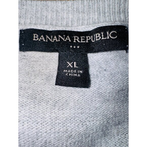 Banana Republic Grey V-Neck Knit Sweater Pleated Sleeves XL Boho Cottage Core - Picture 7 of 9